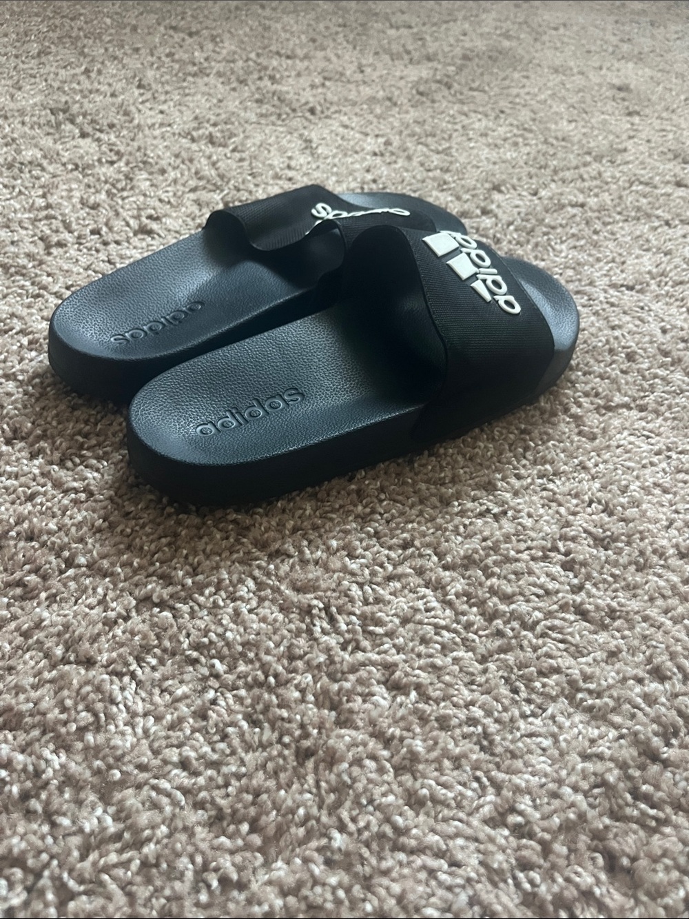 adidas Black Kids' Slide Sandals with White Logo